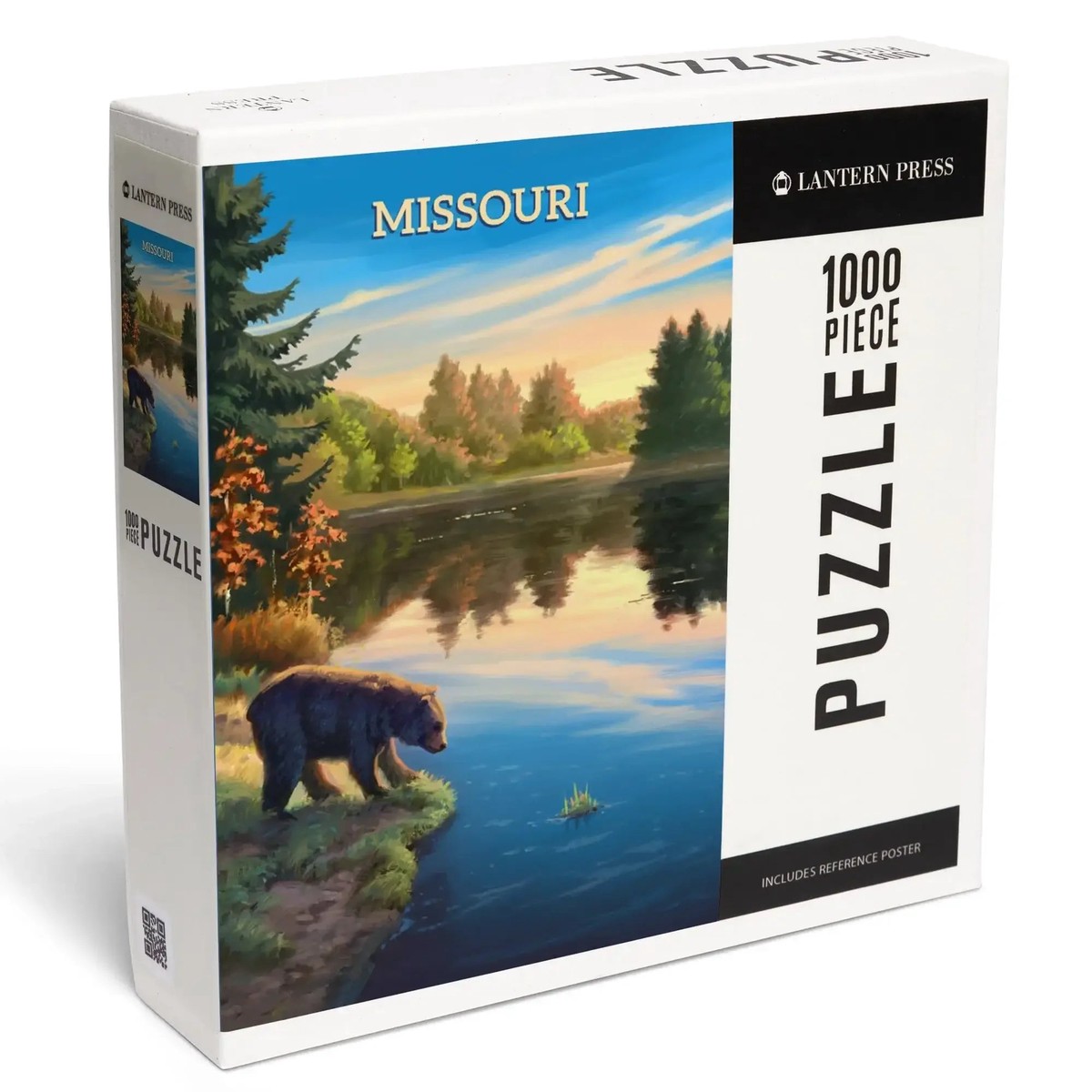 Missouri, Oil Painting, Bear By Lake At Sunrise, 1000 Piece Jigsaw Puzzle